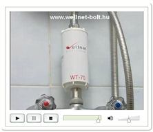Wellnet WT70 és WT 40 zuhanyszűrő készülékek felszerelését és működését bemutató kisfilm megtekintése..